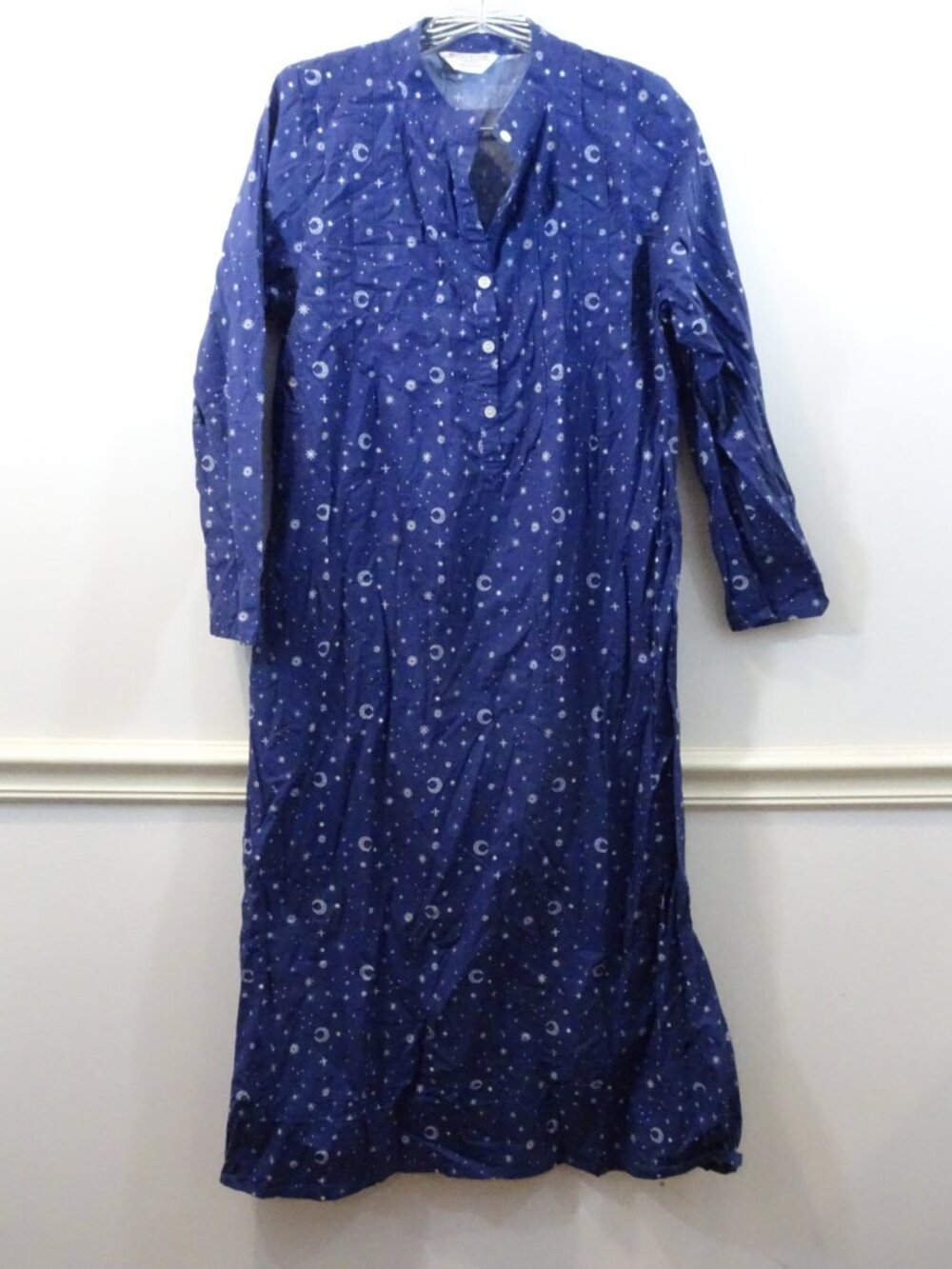 Bonsoir London Celestial 100% Cotton Nightgown Size S Long Sleeves Stars Moon - Picture 2 of 7